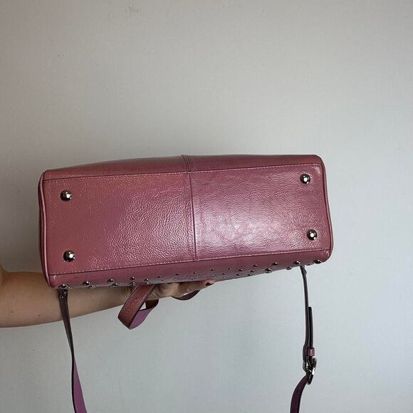 Coach Vintage Y2K Pink Patent Leather Studded Satchel Bag - Picture 3 of 6